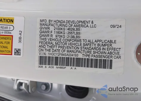 2025 Honda Accord Hybrid Touring z USA, uszkodzony, nr VIN 1HGCY2F84SA004193